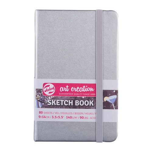 A6-ish Metallic Silver Sketchbook | 80 Sheets | 140gsm Cream Pages
