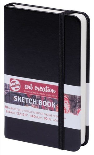 A6-ish Black Sketchbook | 80 Sheets | 140gsm Cream Pages