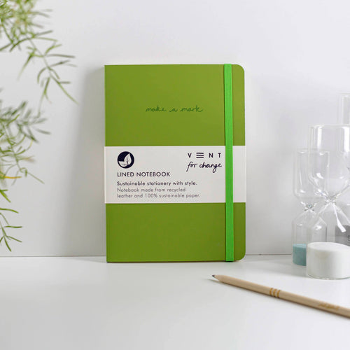 VENT for Change - Notebook A5 Recycled Leather Lined Paper - Green