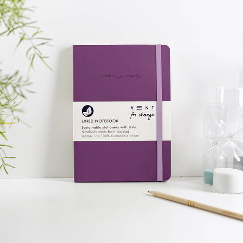 VENT for Change - Notebook A5 Recycled Leather Lined Paper - Purple