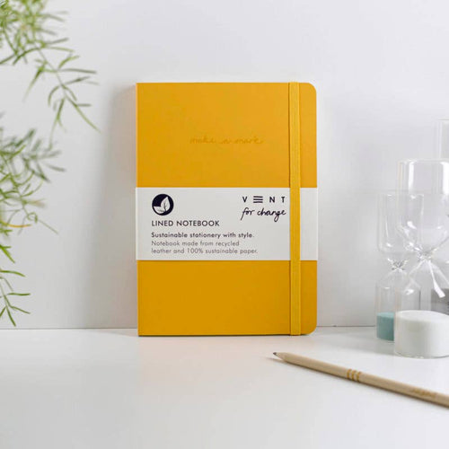 VENT for Change - Notebook A5 Recycled Leather Lined Paper - Yellow