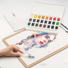 West Design Products UK - HIMI Watercolour Kit 24 Half-Pans + Waterbrush, Plastic Case