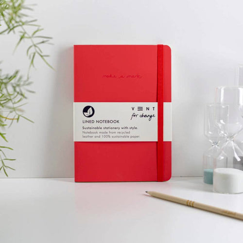 VENT for Change - Notebook A5 Recycled Leather Lined Paper - Red