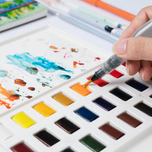 West Design Products UK - HIMI Watercolour Kit 24 Half-Pans + Waterbrush, Plastic Case