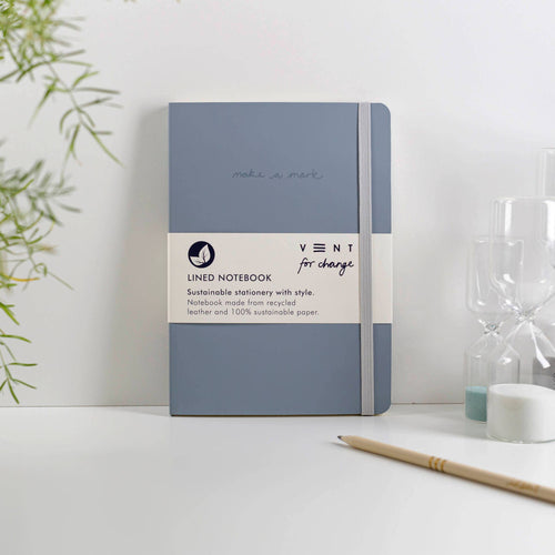 VENT for Change - Notebook A5 Recycled Leather Lined Paper - Dusty Blue