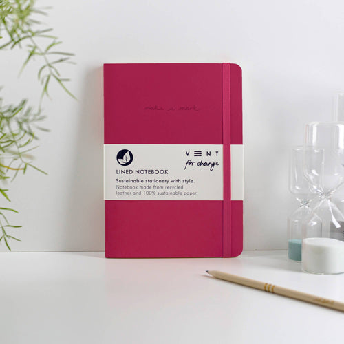 VENT for Change - Notebook A5 Recycled Leather Lined  Paper Pink