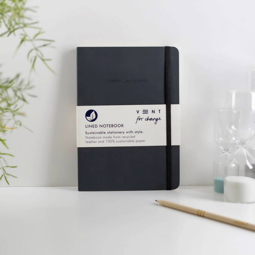 VENT for Change - Notebook A5 Recycled Leather Lined  Paper - Charcoal