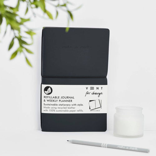 VENT for Change - Planner/Journal Recycled Leather Refillable - Charcoal