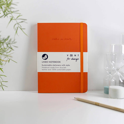 VENT for Change - Notebook A5 Recycled Leather Lined  Paper - Orange