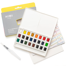 West Design Products UK - HIMI Watercolour Kit 24 Half-Pans + Waterbrush, Plastic Case