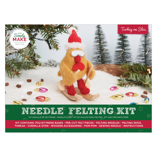 West Design Products UK - Simply Make Needle Felting Kit Christmas Turkey on Skis