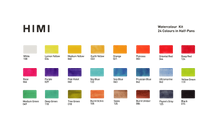 West Design Products UK - HIMI Watercolour Kit 24 Half-Pans + Waterbrush, Plastic Case