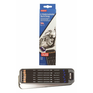 Derwent™ 6 Water-soluble Sketching Pencils Tin  (With Sharpener)