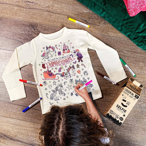 Yule-Icorn Christmas Kids Colour In Top: 8-10 years