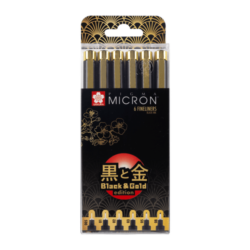 Limited Edition 6 Set Black & Gold  | Micron Fineliners