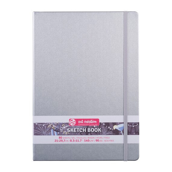 A4-ish Metallic Silver Sketchbook | 80 Sheets | 140gsm Cream Pages