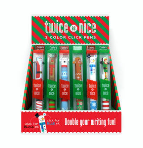 TWICE AS NICE HOLIDAY 2 COLOR CLICK PEN DISPLAY OF 30