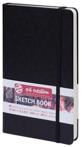 A5-ish Black Sketchbook | 80 Sheets | 140gsm Cream Pages