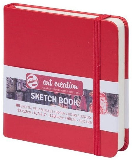 Mini Square Red Sketchbook | 80 Sheets | 140gsm Cream Pages