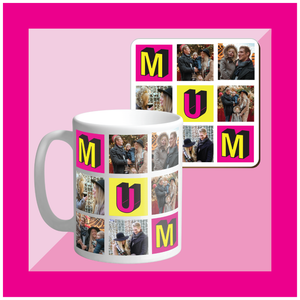 "MUM" Photo Collage Mug & Coaster Gift Set