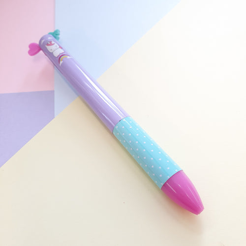Unicorn |  Click Clack 2 Colour Pen | Light Blue & Pink ink