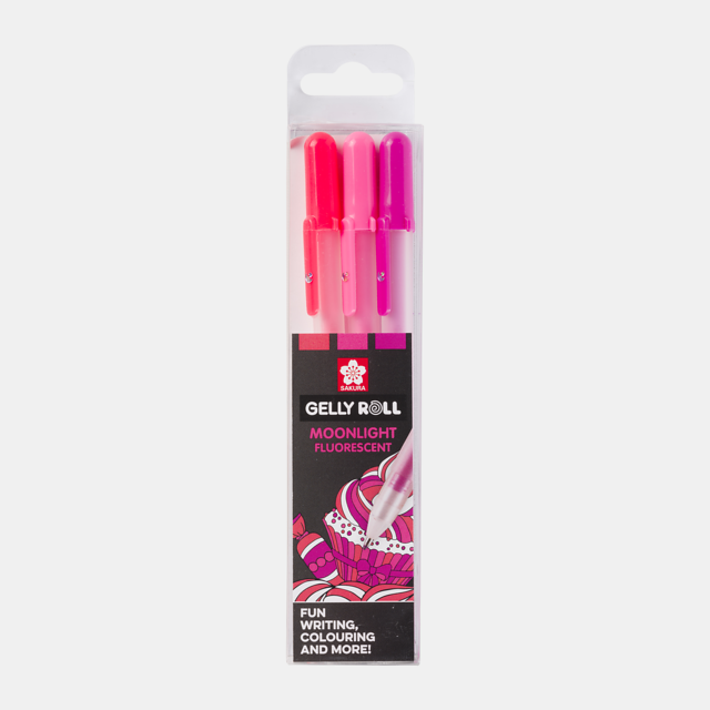 Gellyroll Moonlight Fluorescent Gel Pens | 3 Pack | Pinks