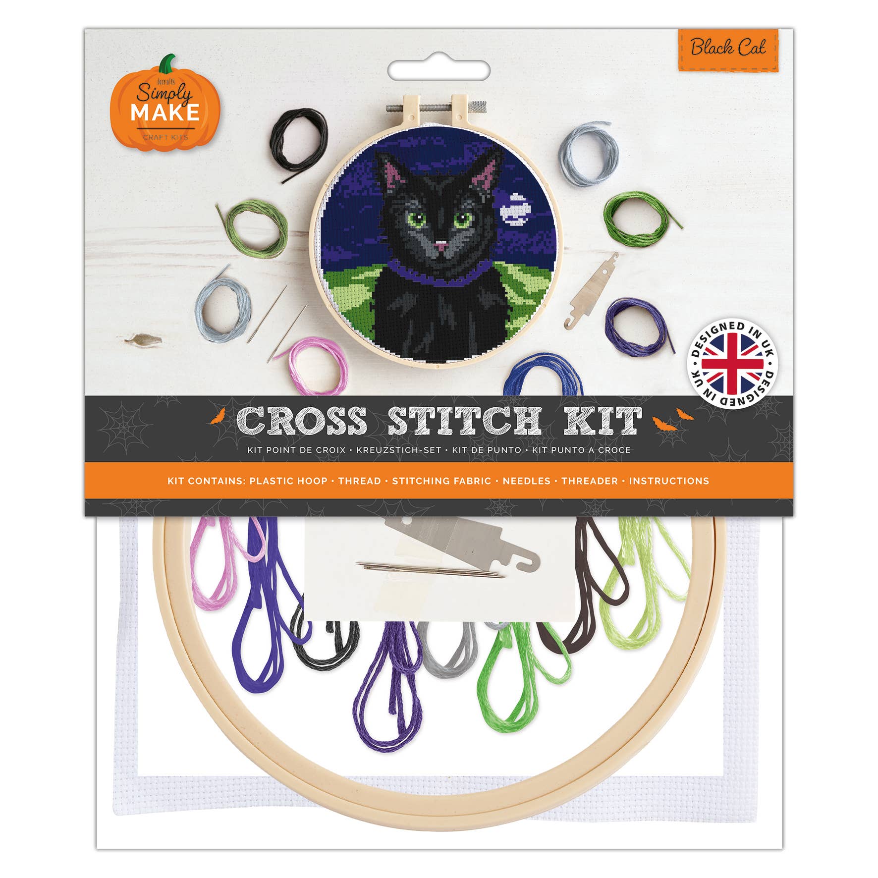 Black Cat Embroidery Kit, Craft & DIY