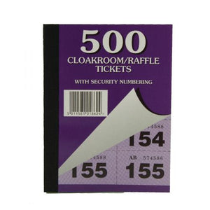 500 Cloakroom/Raffle Tickets Book