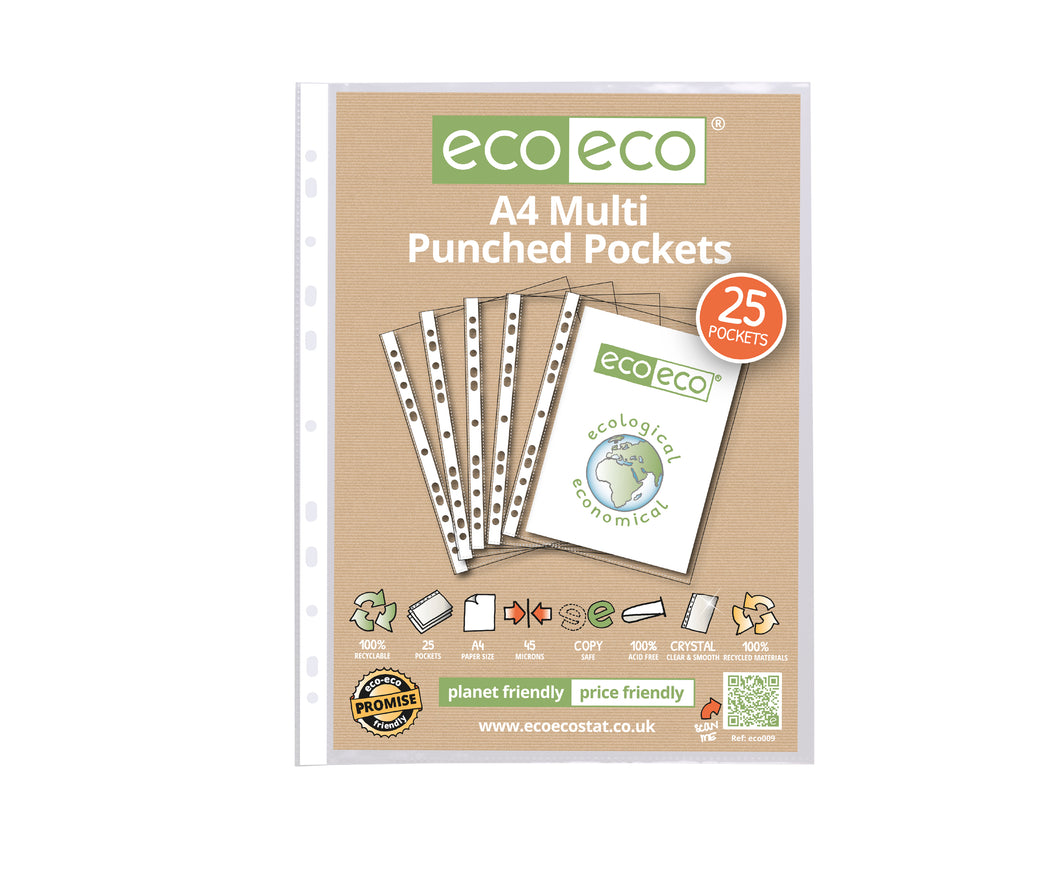 Pack of 25 Punched Pockets | Recycled | Eco Eco