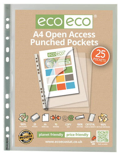 Pack of 25 Open Access Premier Punched Pockets | Recycled | Eco Eco