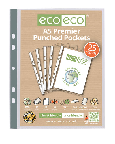 Pack of 25 A5 Premier Punched Pockets | Recycled | Eco Eco