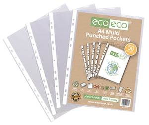 50 A4 Punched Pockets | Recycled | Eco Eco