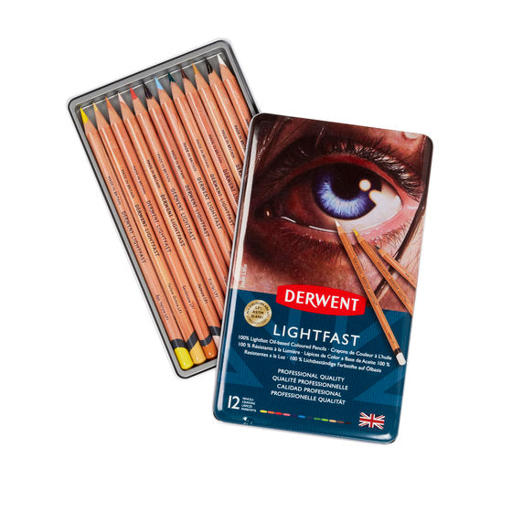 Derwent Lightfast Oil-Based Coloured Pencils | Tin of 12