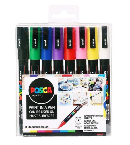 POSCA™ Pens Pack of 8 | 0.9mm Rounded Tip | PC- 3M