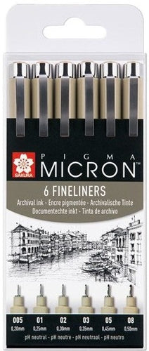 Set of 6 Fineliners | Pigma Micron Fineliners