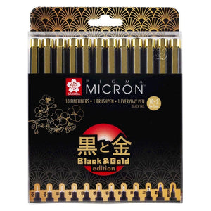 Limited Edition 12 Set Black & Gold  | Micron Fineliners